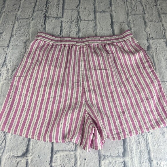 Universal Thread Shorts Women's Large Pink White Stripe Linen-Blend SHORTS - Picture 5 of 13